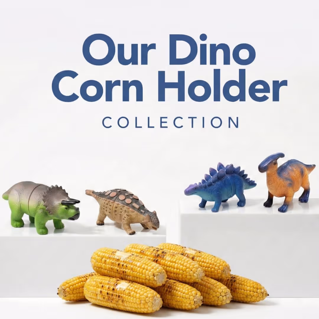 🦕💥2026 New Dinosaur Corn Holders for Corn On The Cob - Funny Corn Cob Holder for Kids and Adults with Stainless Steel Prongs